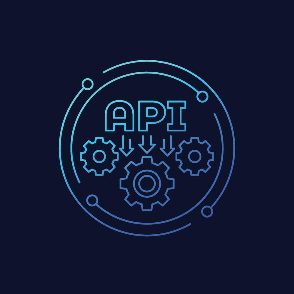 API icon for apps and web, linear design vector