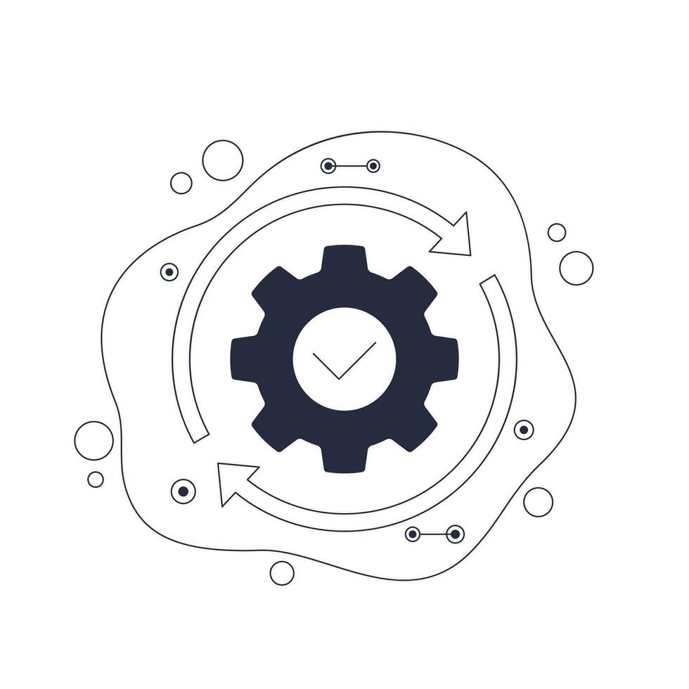 operation, process icon with a gear, vector