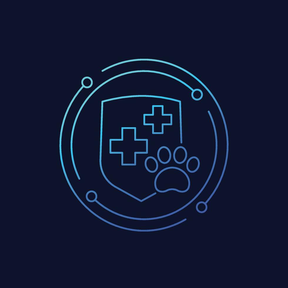 Pet insurance icon, linear design vector