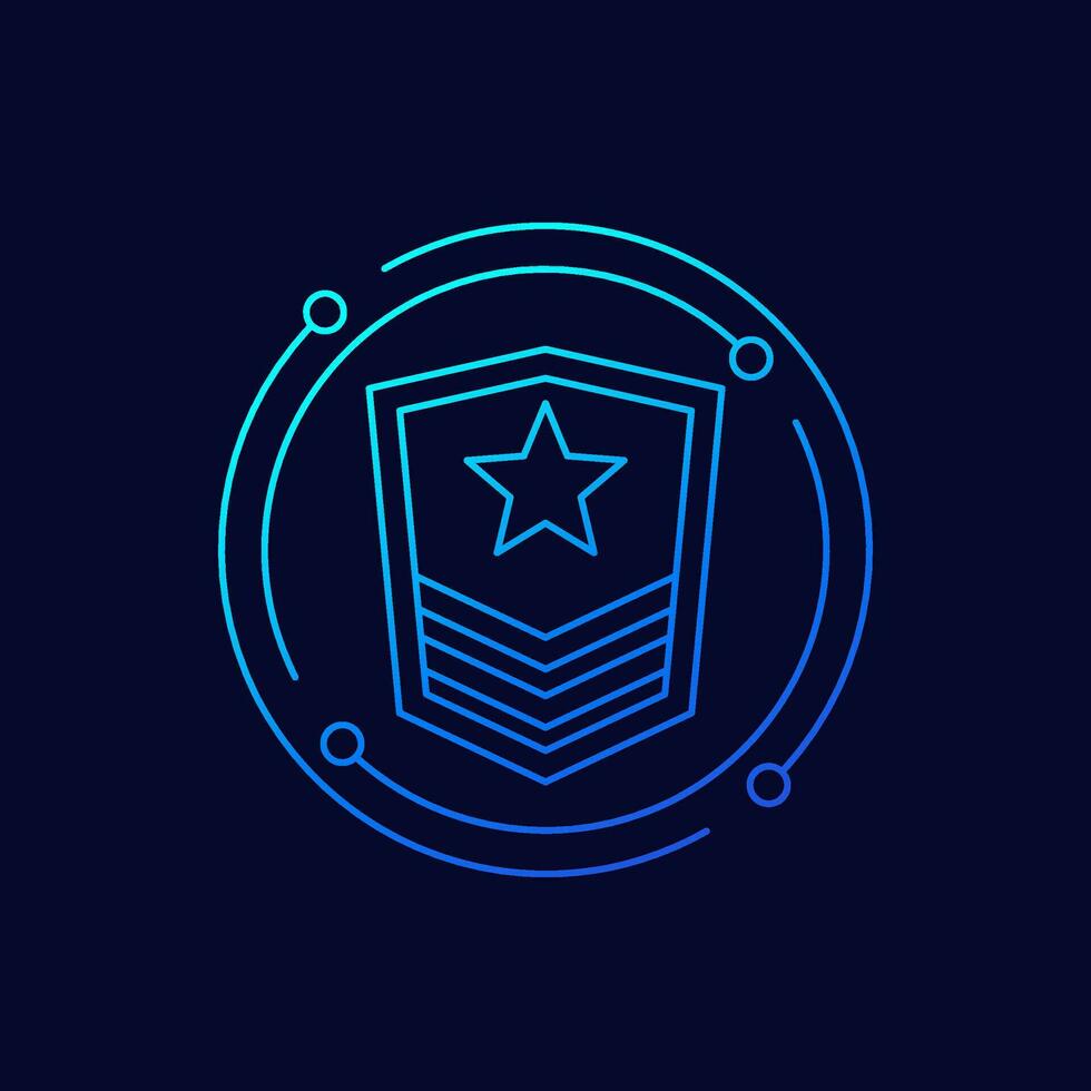 Military rank, army icon, linear design vector