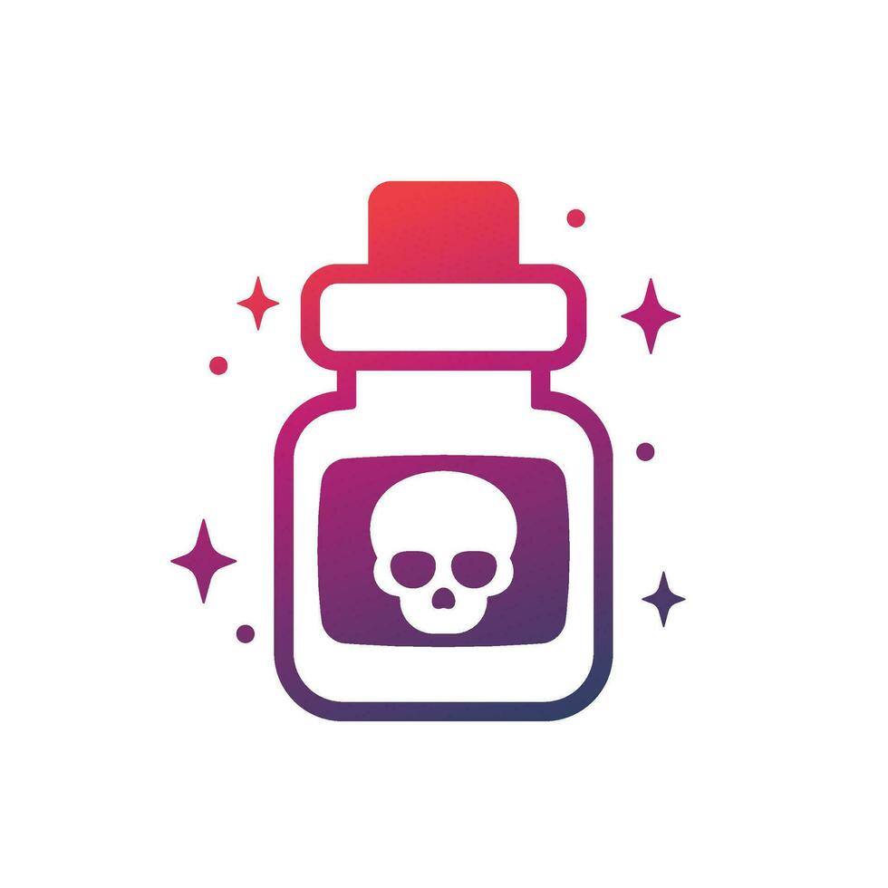 poison bottle icon on white, vector