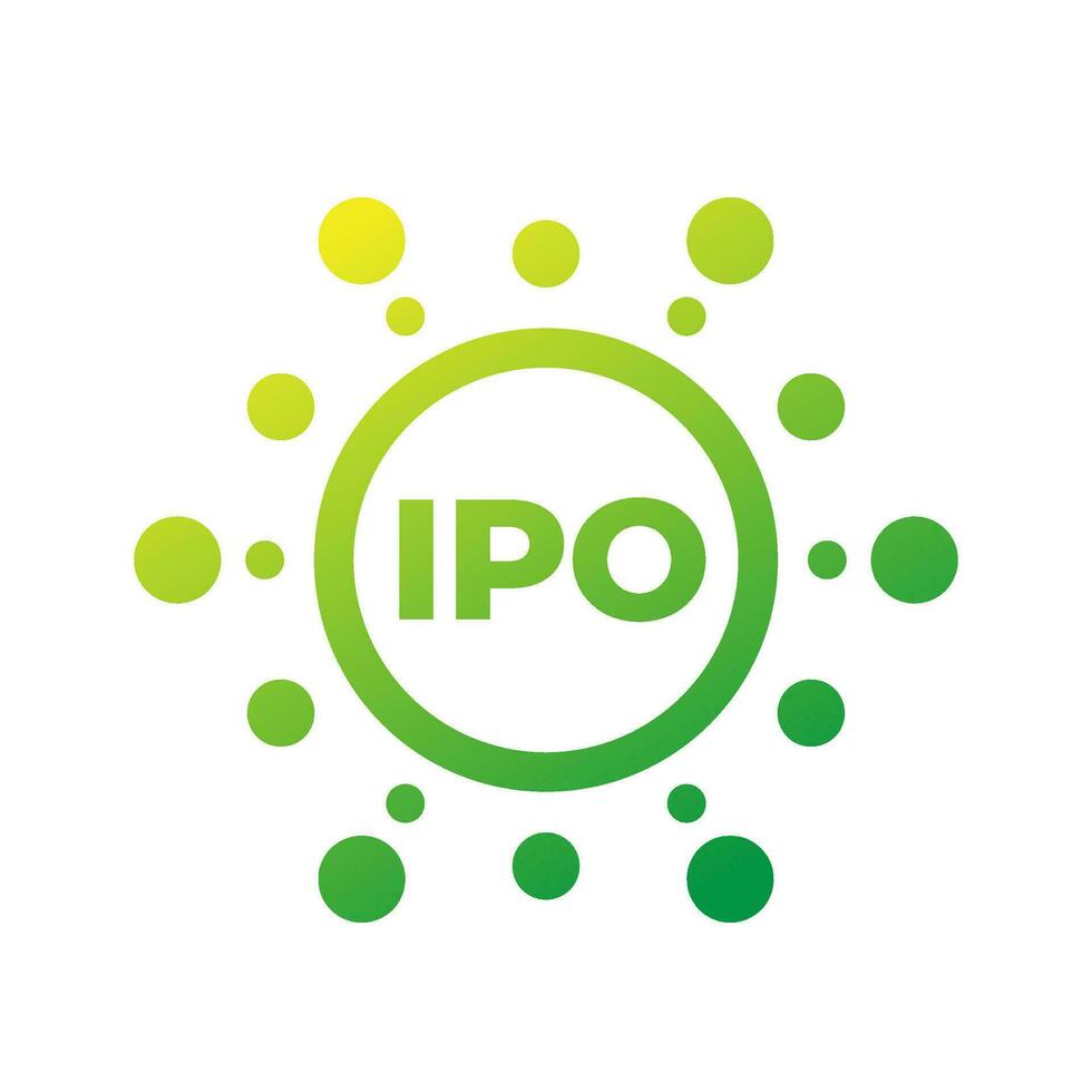 ipo, inicial público ofrecimiento icono en blanco vector