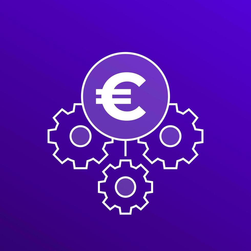 money management icon with euro symbol, vector