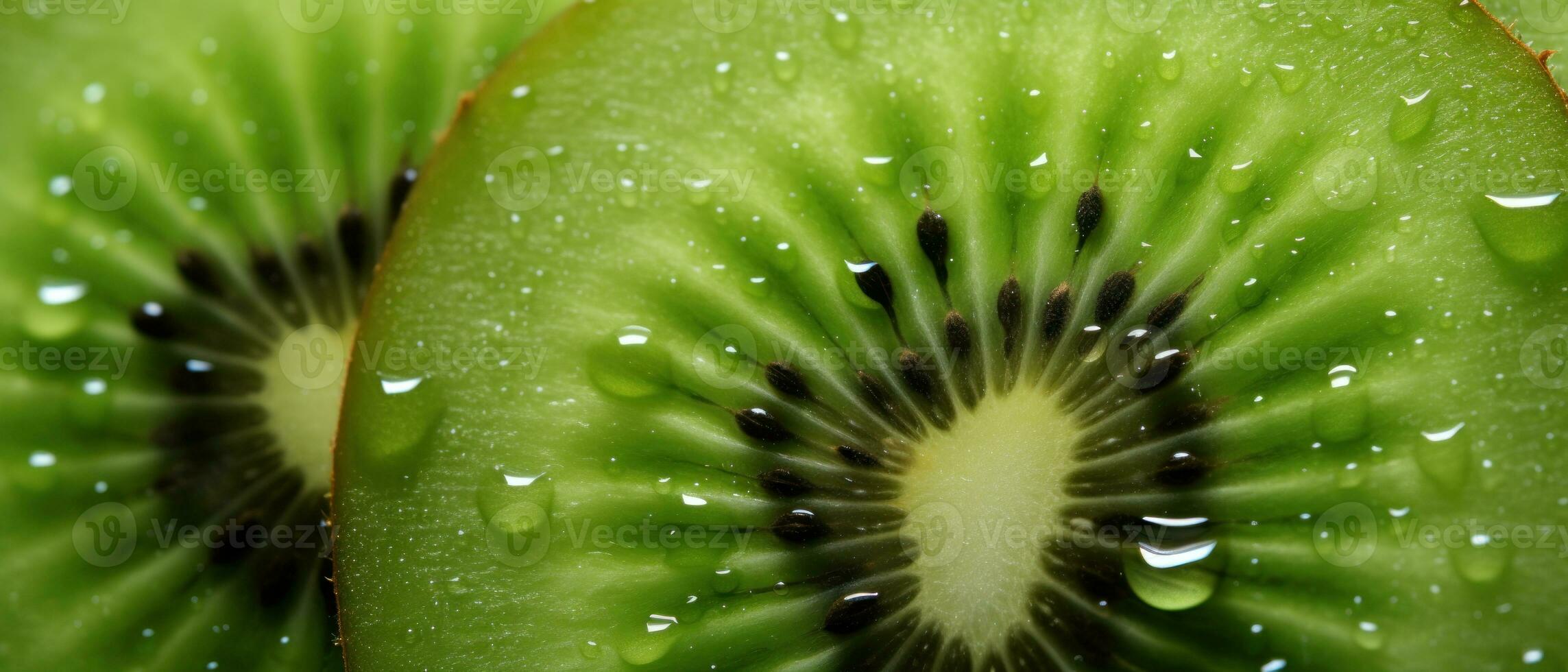 Detailed macro view of juicy kiwi pulp. AI Generative photo
