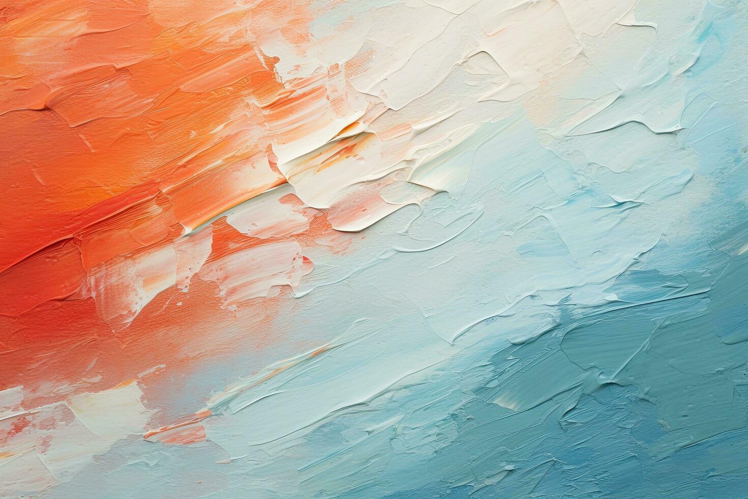 Painting close-up texture background with  blue, red, orange, yellow and white colors, Oil paint texture with brush and palette knife strokes, AI Generated photo