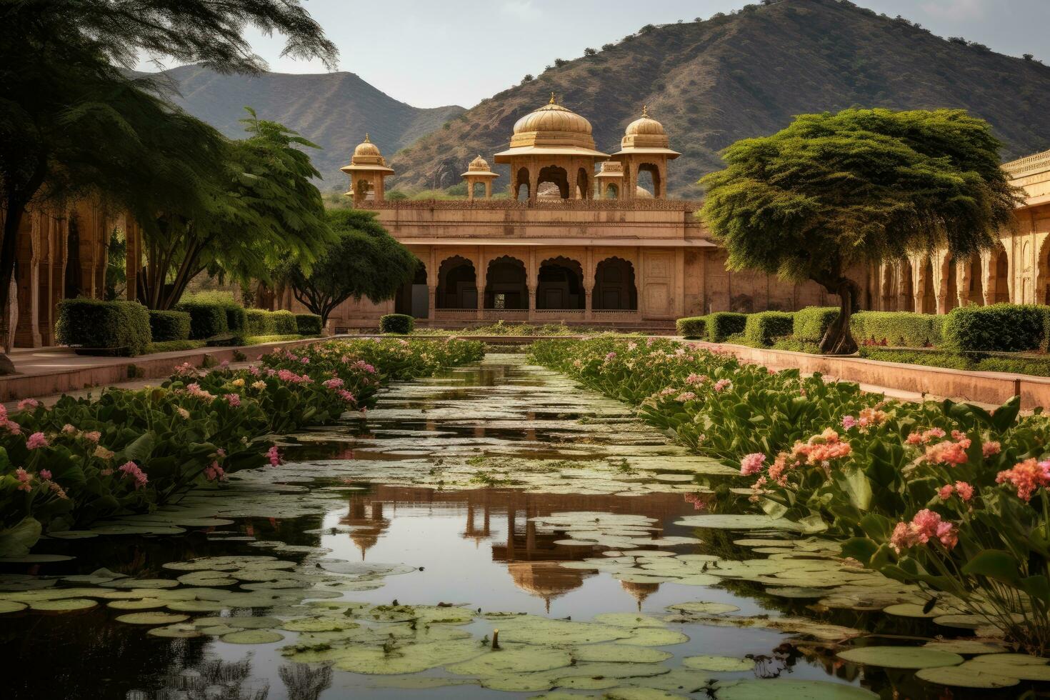 Jaisalmer, Rajasthan, India. The Humayun Tomb is a mausoleum in the Indian state of Rajasthan, Garden on Maota Lake, Amber Fort, Jaipur, India, AI Generated photo