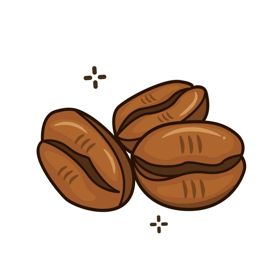 Three coffee beans vector