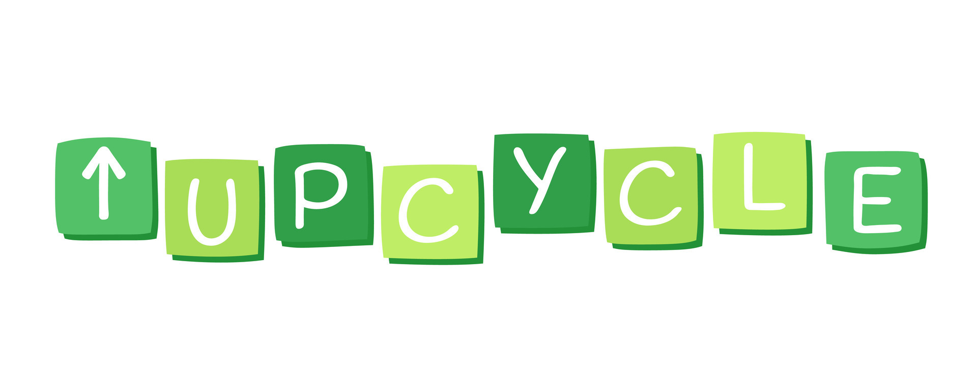 Upcycling vector illustration. Word upcycle and arrow up on white