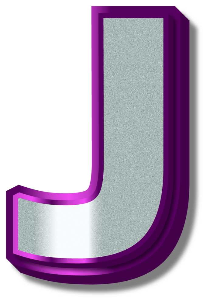 3D Luxury Silver Purple Alphabet Letter J png