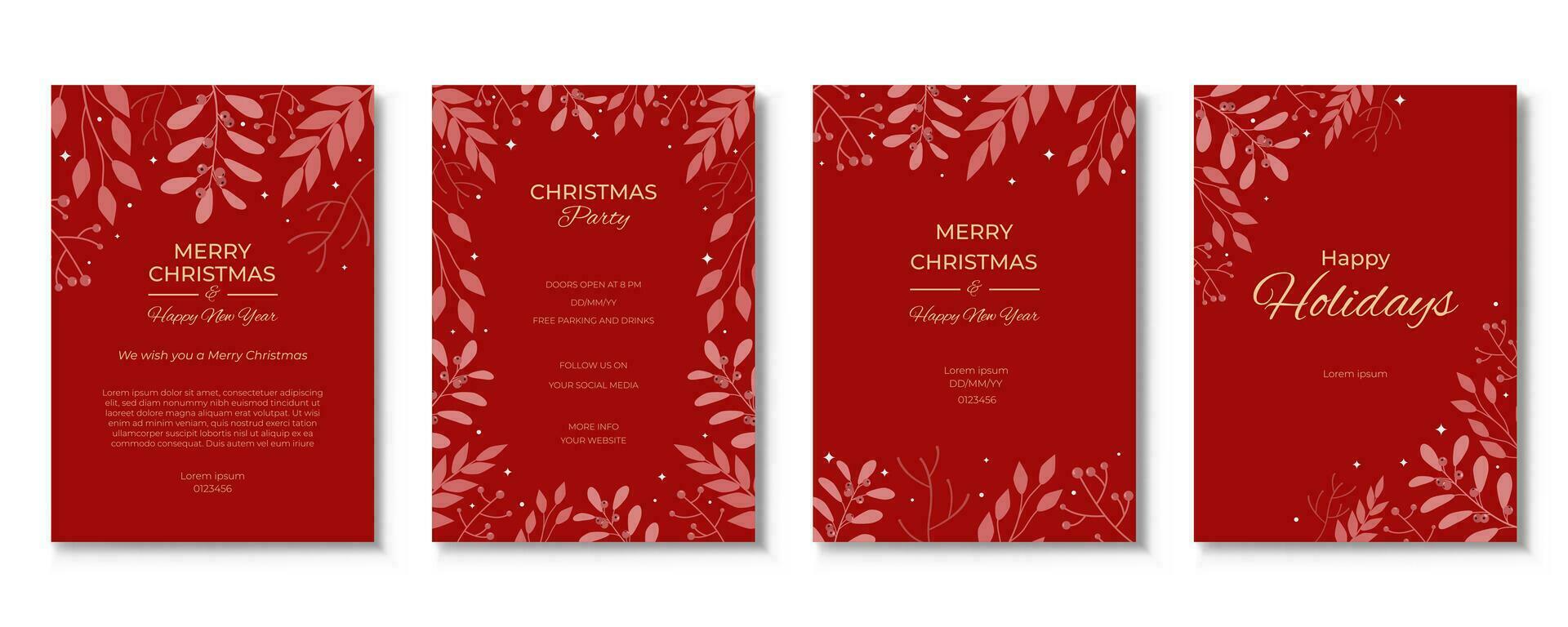 Merry Christmas and Happy New Year. Greeting card or poster template design with beautiful decoration vector