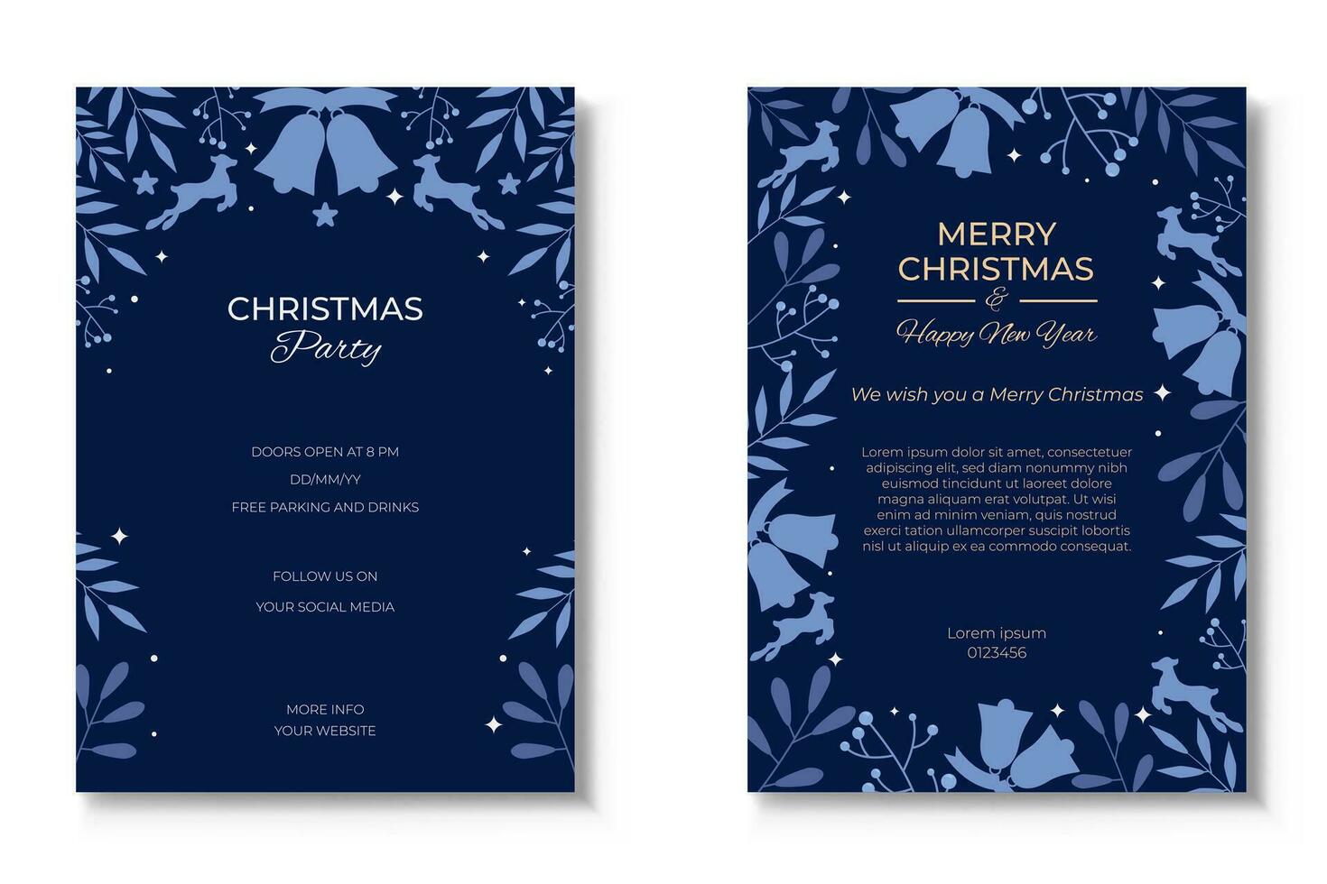 Merry Christmas and Happy New Year. Greeting card or poster template design with beautiful decoration vector