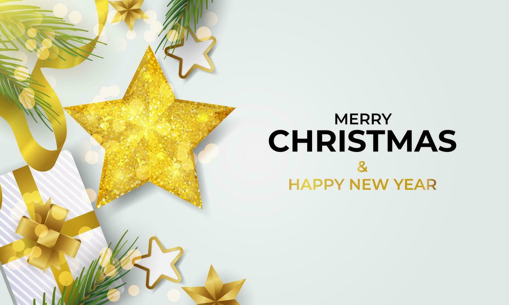 Merry Christmas and Happy New Year. Christmas background with beautiful decorations vector