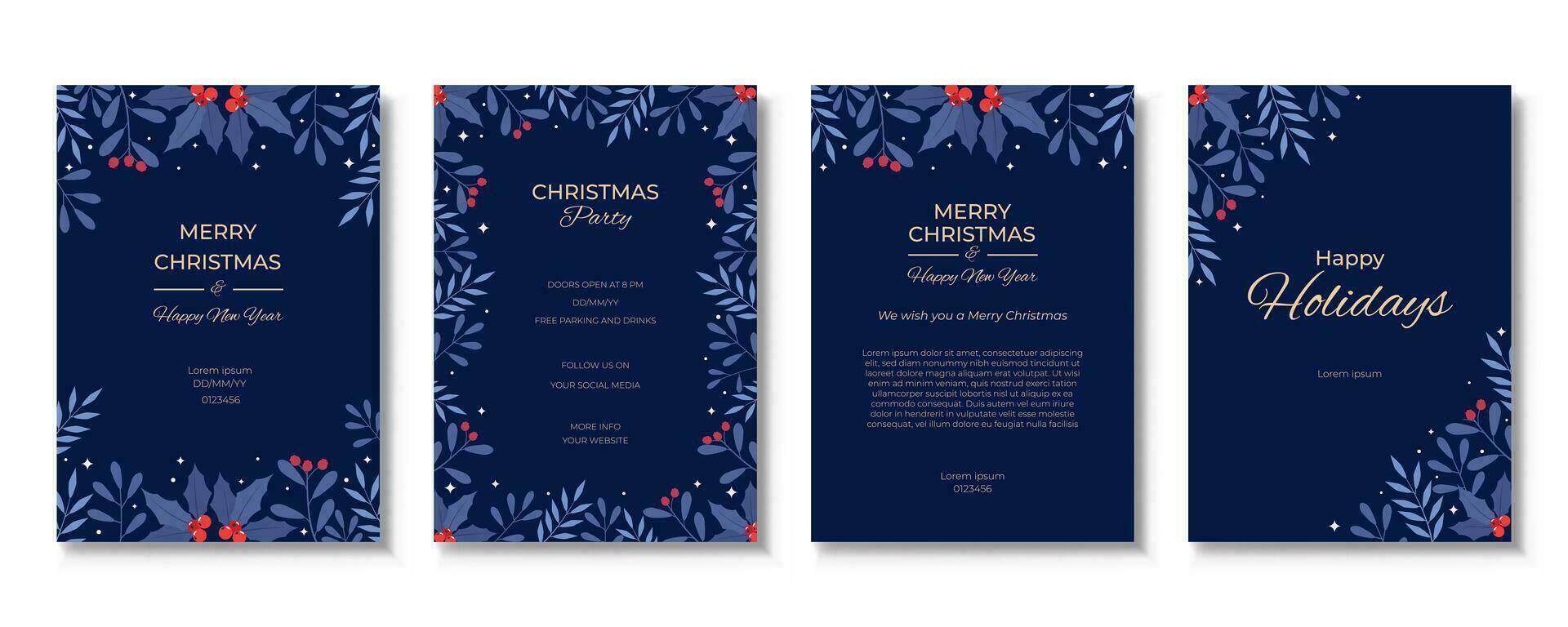 Merry Christmas and Happy New Year. Greeting card or poster template design with beautiful decoration vector