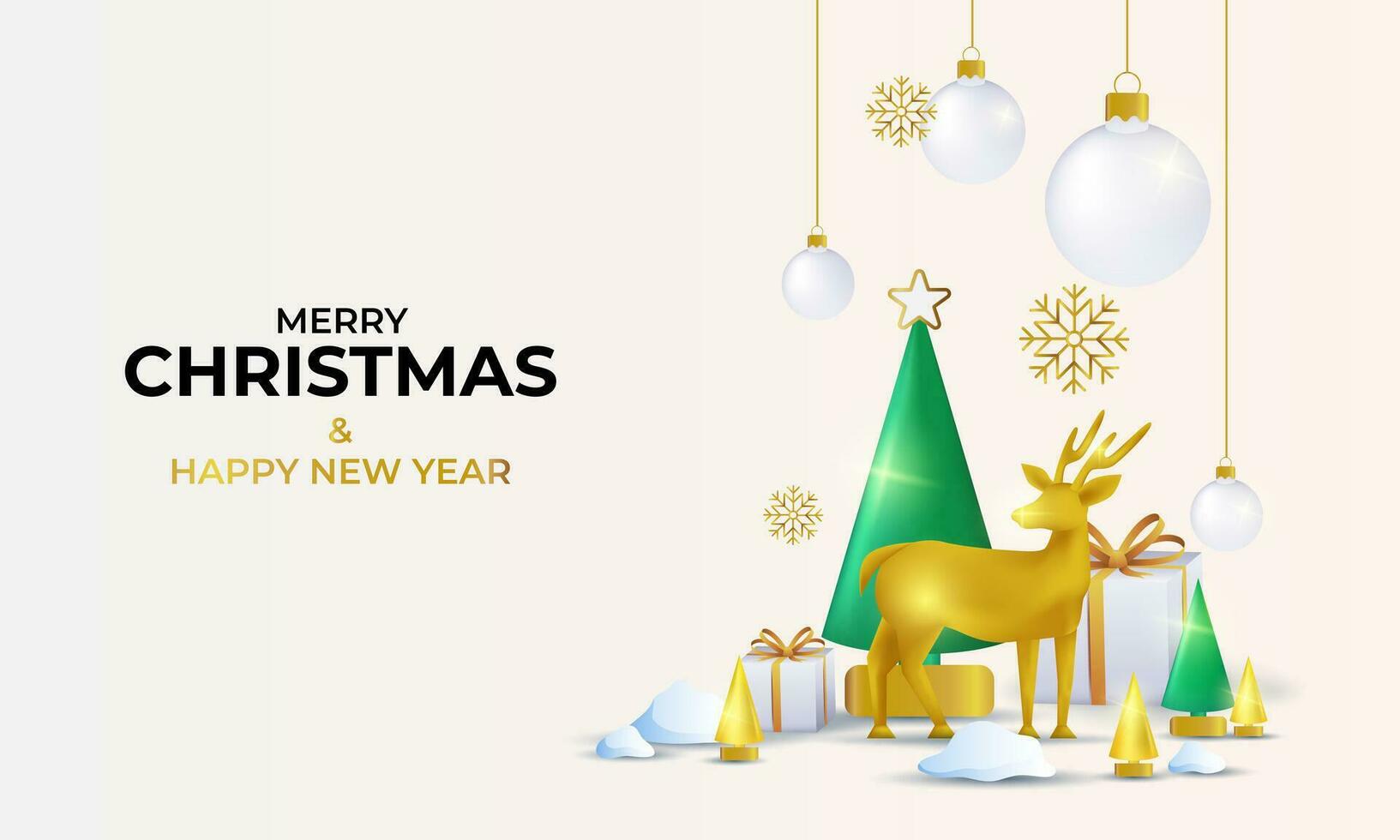 Merry Christmas and Happy New Year. Christmas background with beautiful glass balls hanging decorations vector