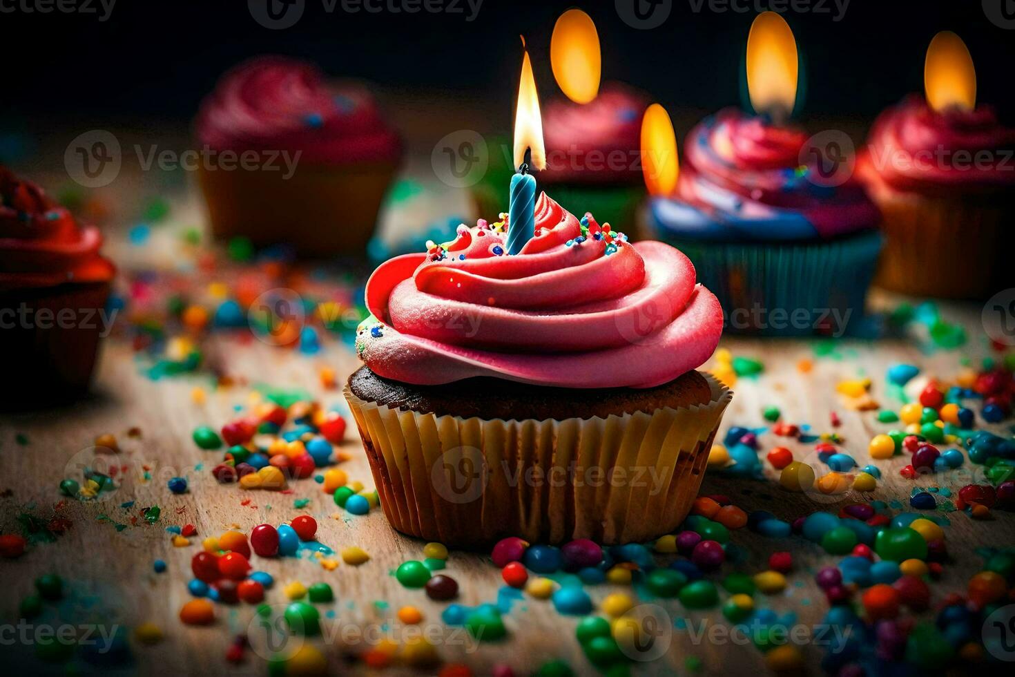 cumpleaños velas en pastelitos generado por ai foto