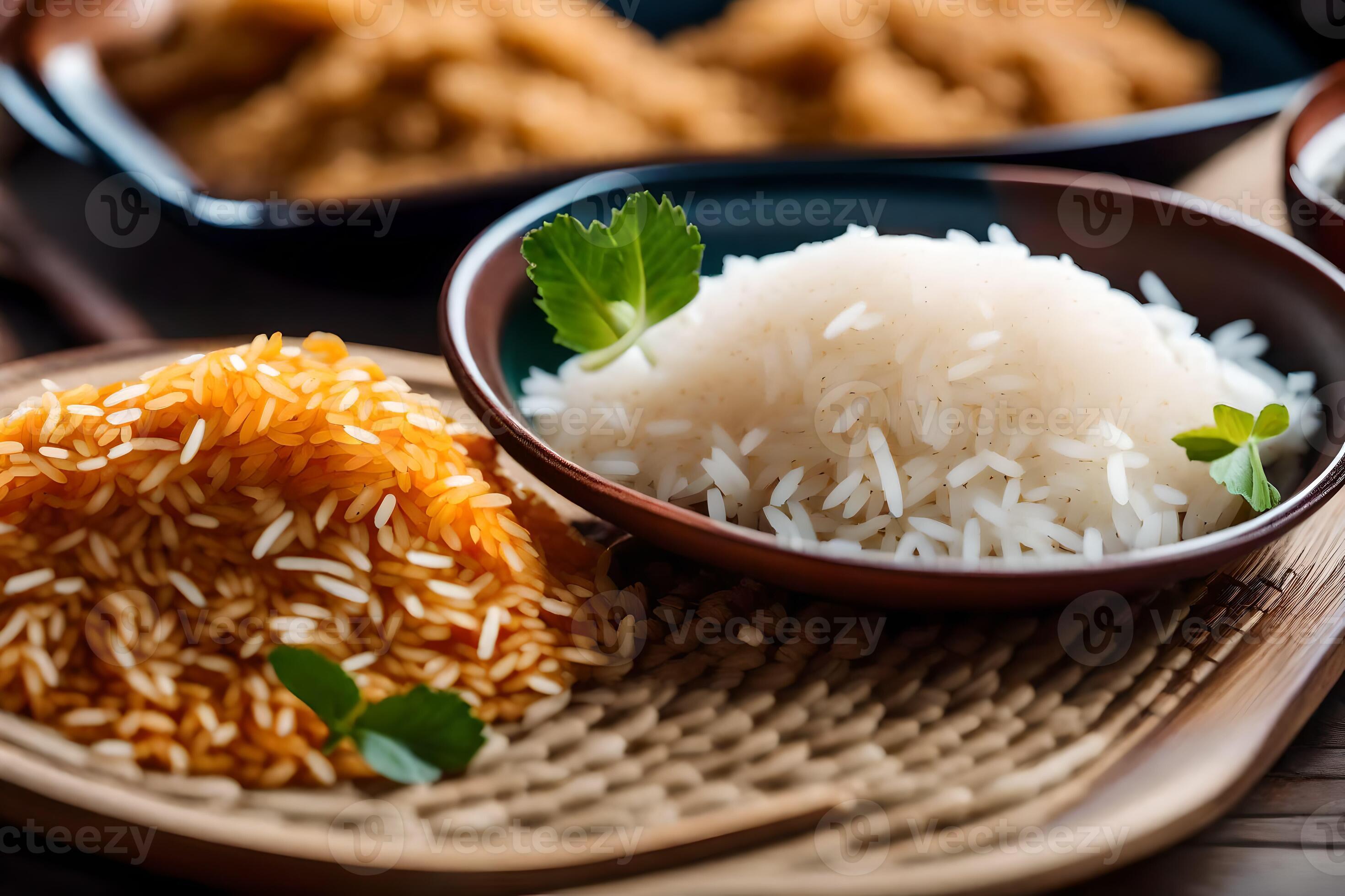 a bowl of rice and a bowl of rice with sauce. AIGenerated 33747790