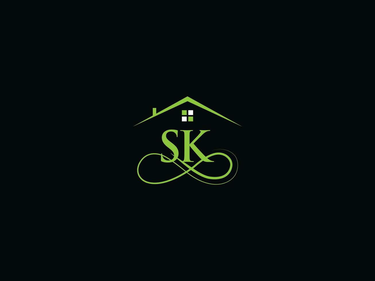 Real Estate Sk Luxury Logo, Minimalist Building SK Logo Icon For House vector