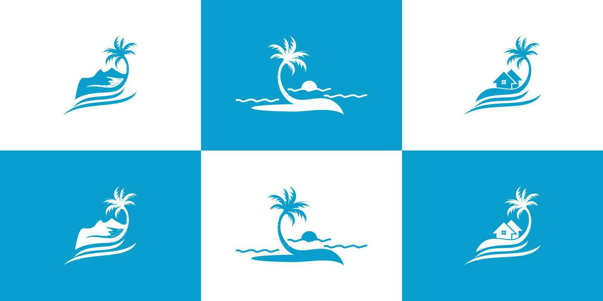 Palm tree logo design creative concept Premium Vector