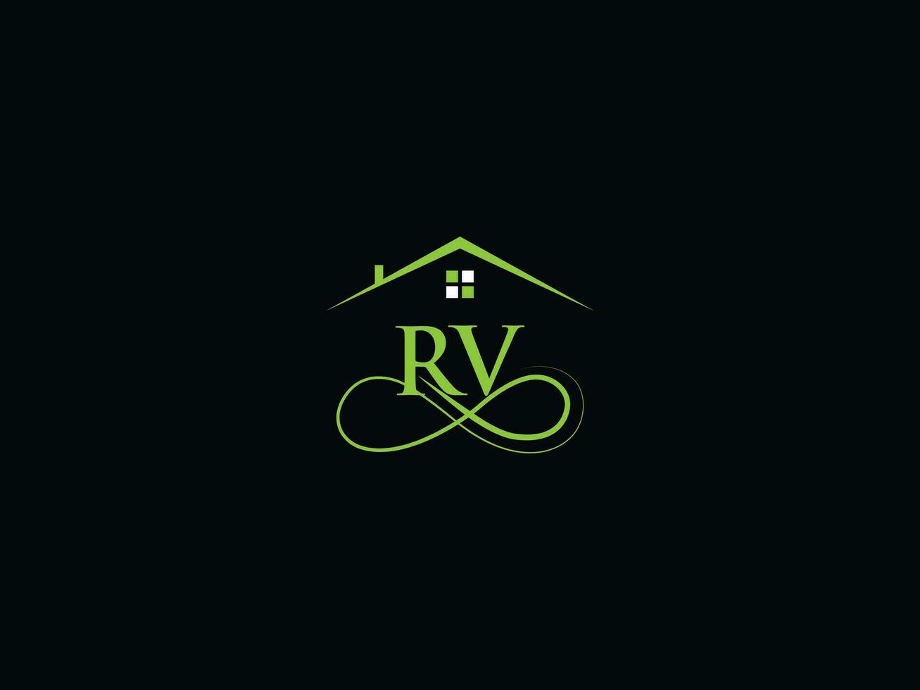 Luxury Building Rv Logo Icon Vector, Minimalist RV Real Estate Logo Design vector