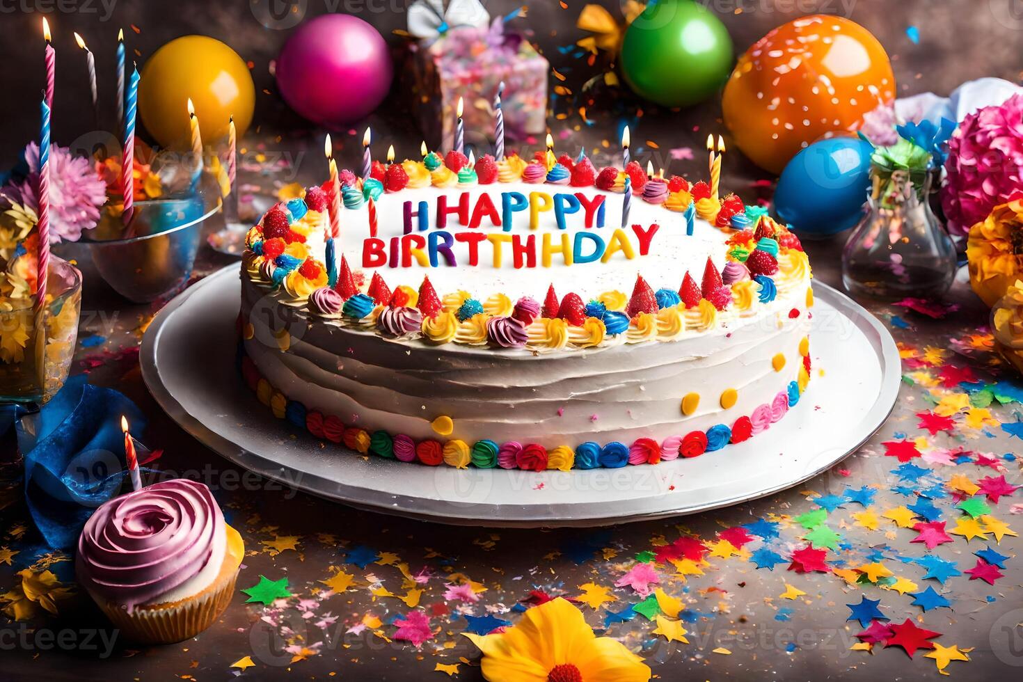 happy birthday cake wallpaper hd wallpaper wallpapers. AI-Generated