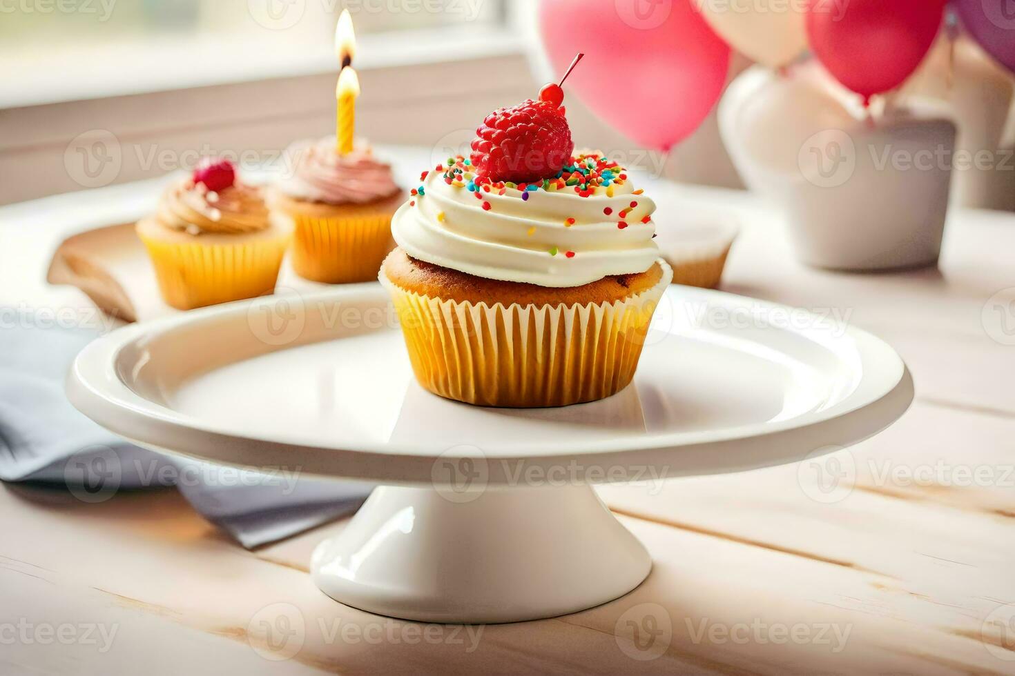 cupcakes on a cake stand. AI-Generated photo