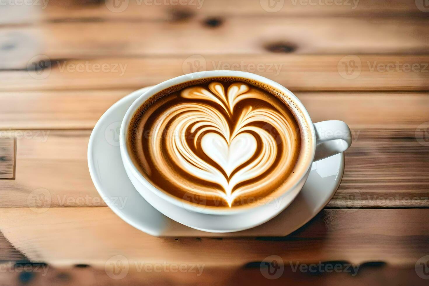 un taza de café con un corazón conformado latté Arte. generado por ai foto