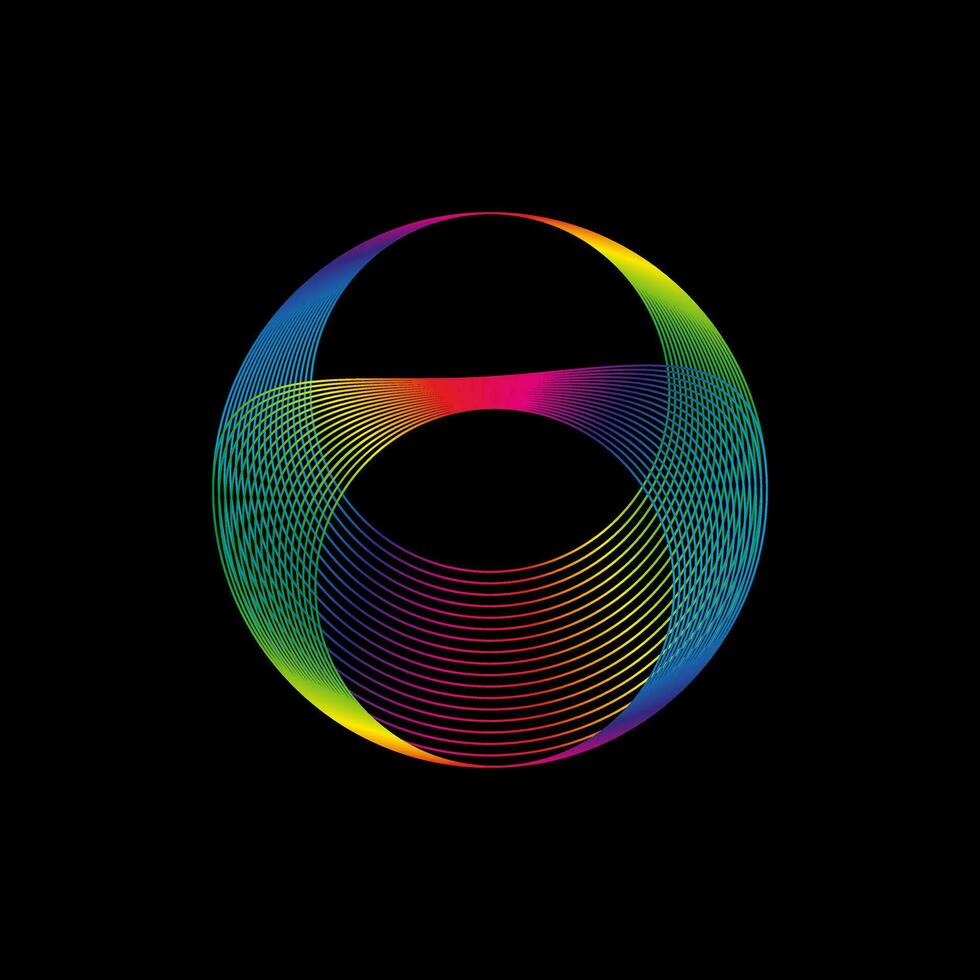 Sound wave, equalizer rainbow color gradient. Modern future technology. Vector geometric abstract element isolated on black background