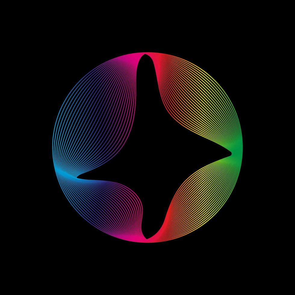 Sound wave, equalizer rainbow color gradient. Modern future technology. Vector geometric abstract element isolated on black background