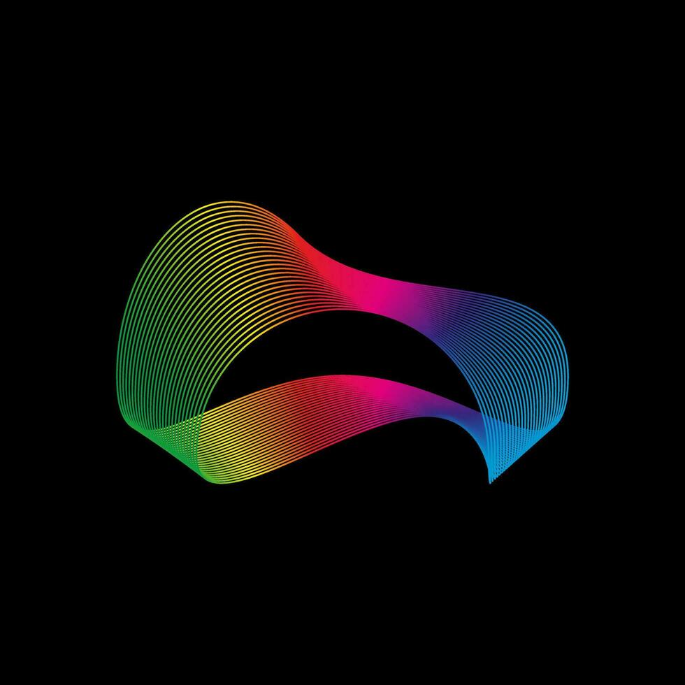 Sound wave, equalizer rainbow color gradient. Modern future technology. Vector geometric abstract element isolated on black background