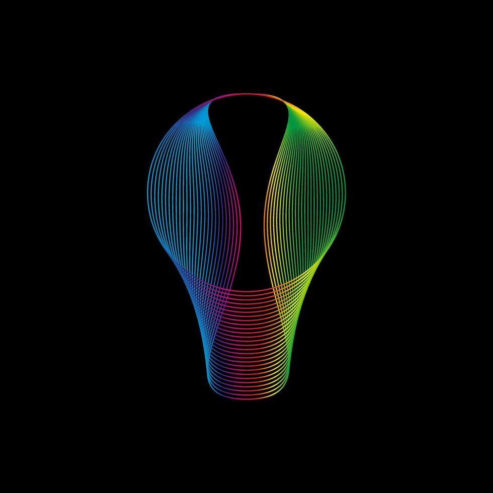 Sound wave, equalizer rainbow color gradient. Modern future technology. Vector geometric abstract element isolated on black background