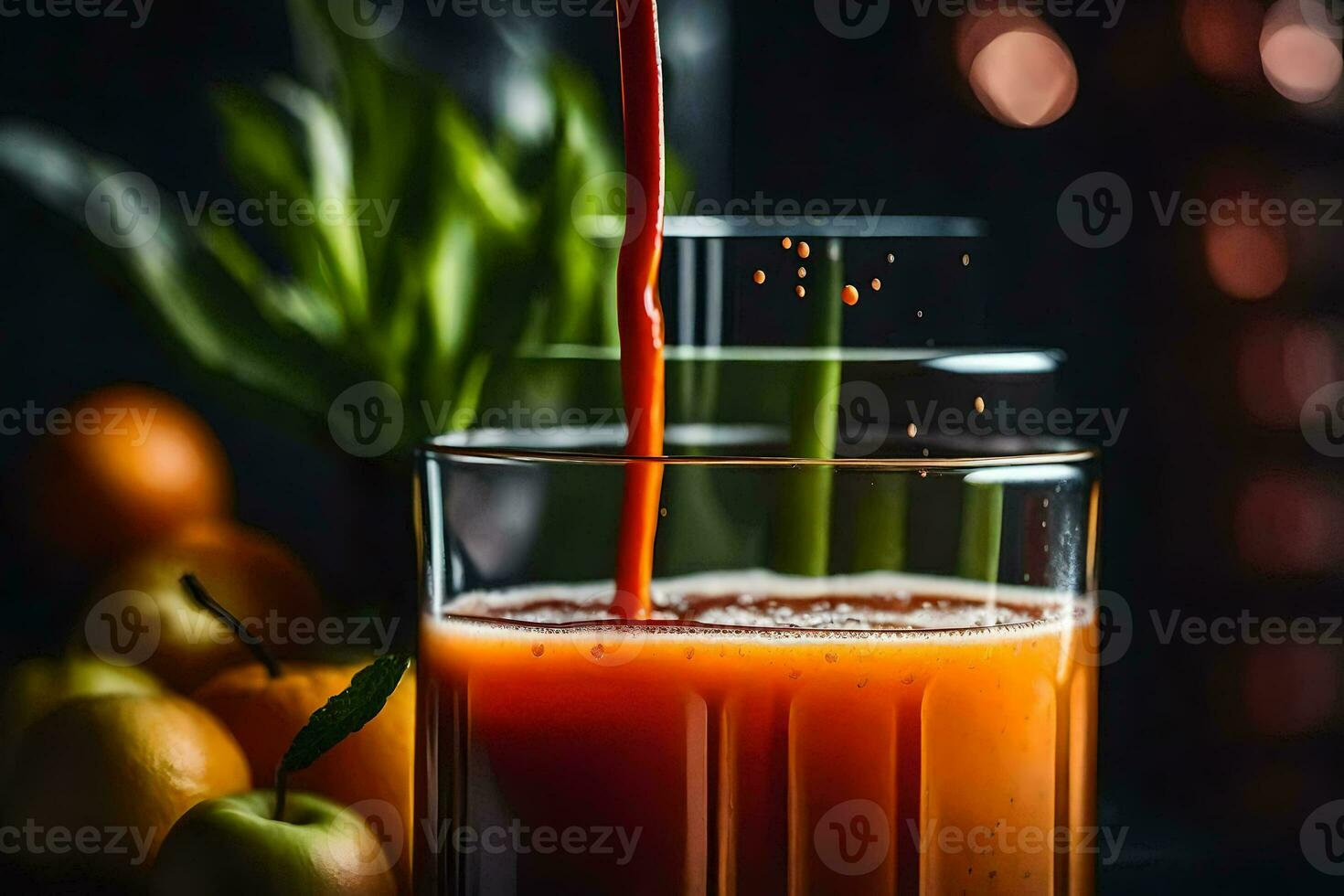 juice being poured into a glass of juice. AI-Generated photo