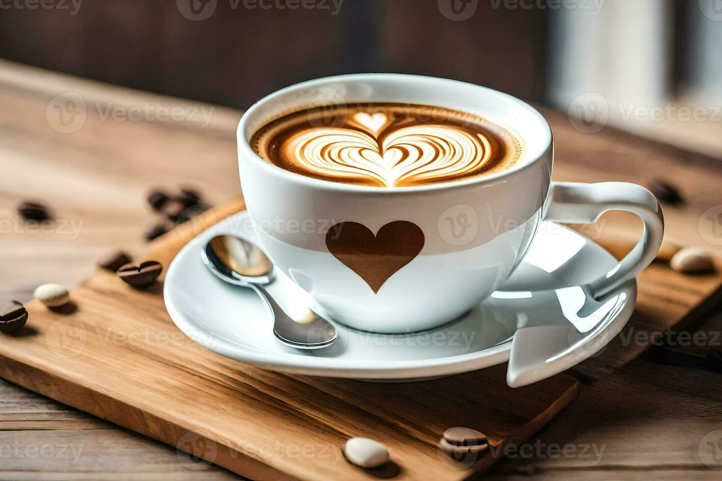 a cup of coffee with a heart design. AI-Generated photo