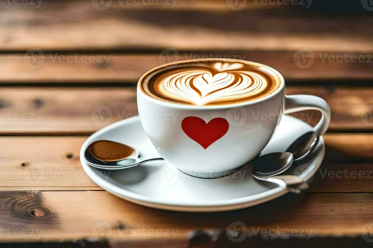 coffee with heart on saucer. AI-Generated photo