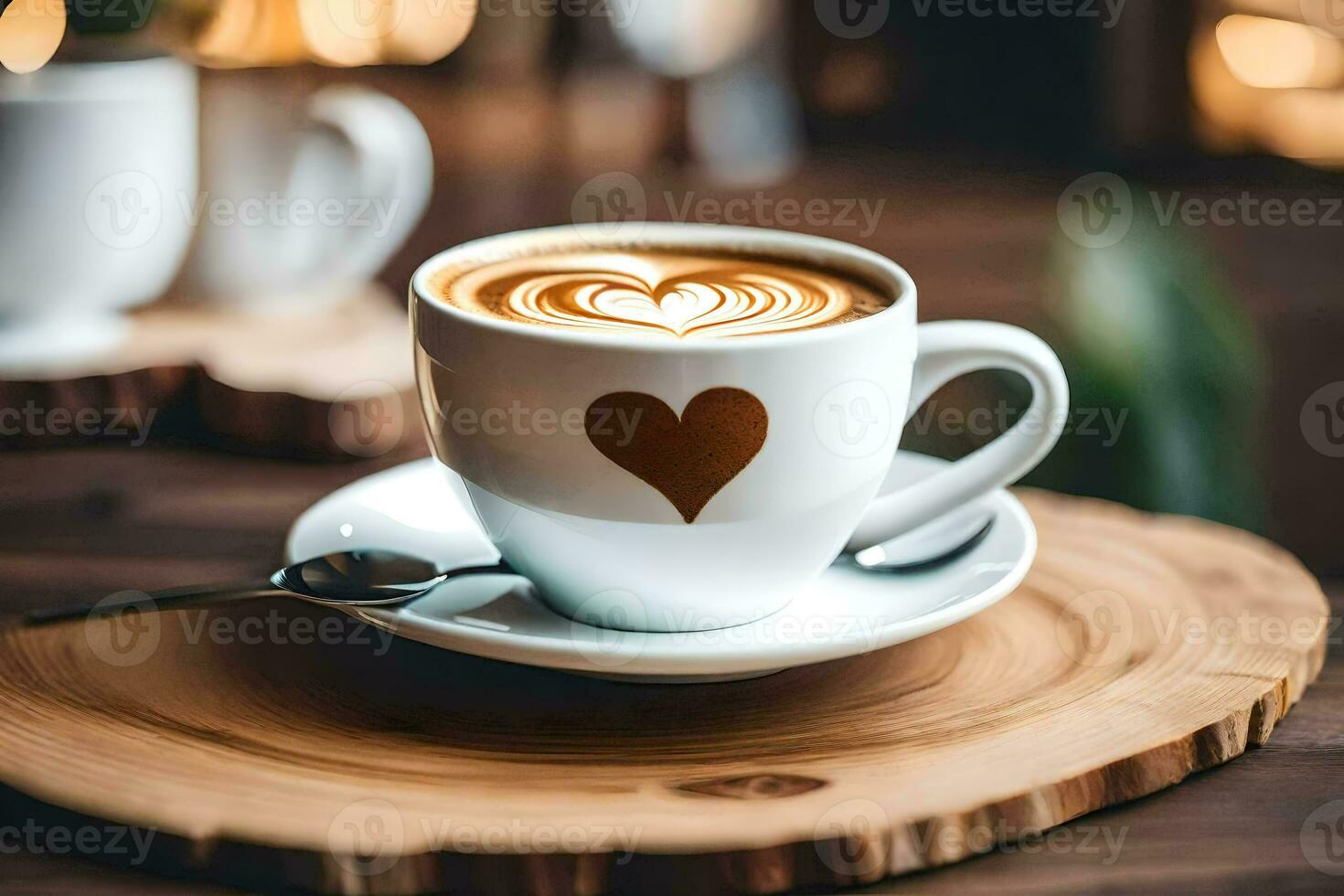 un taza de café con un corazón en él. generado por ai foto