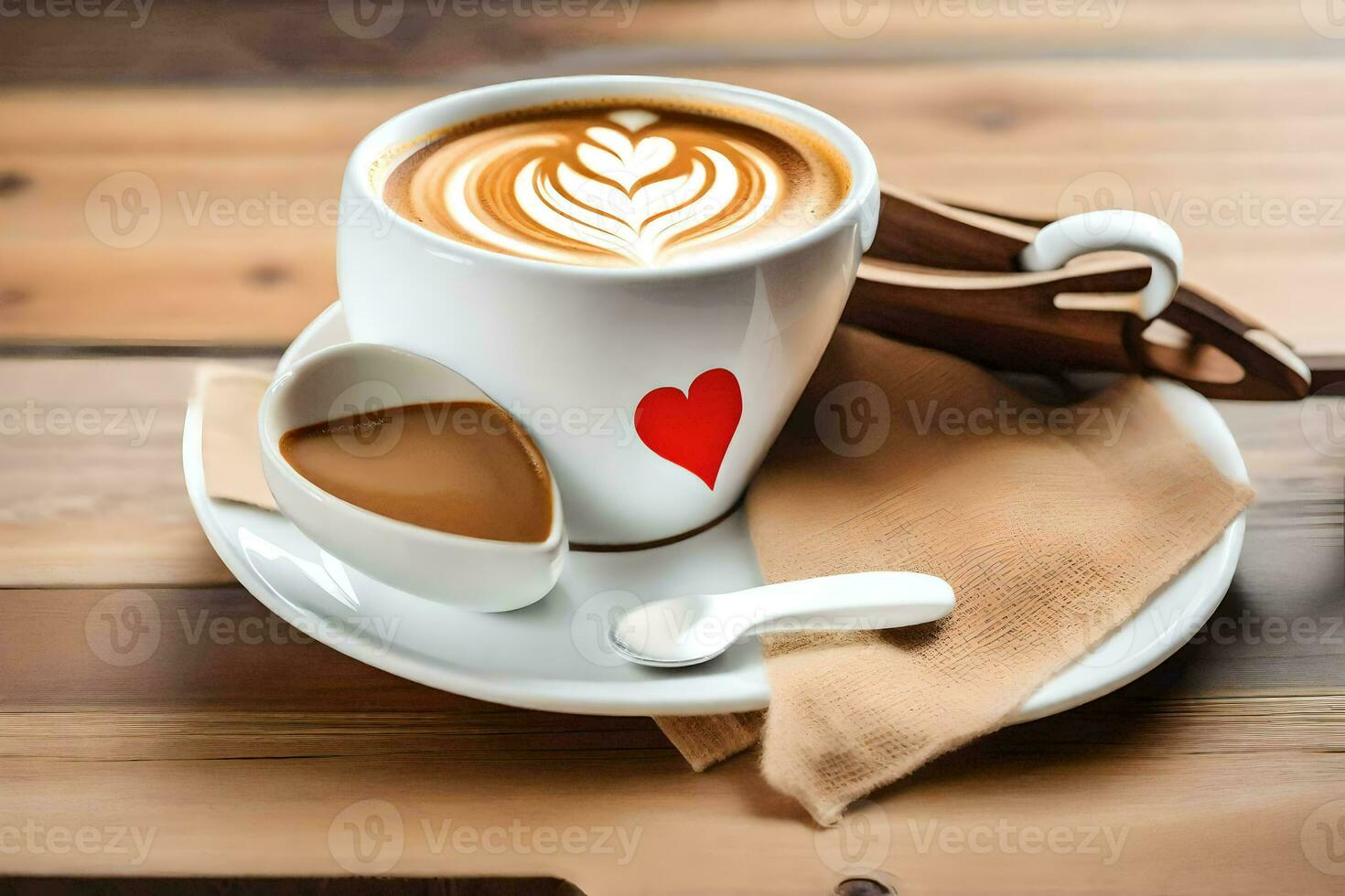 a cup of coffee with a heart in the middle. AI-Generated photo