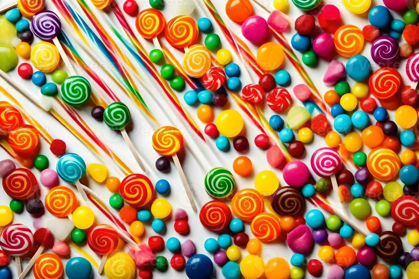 colorful candy lollipops on white background. AI-Generated photo