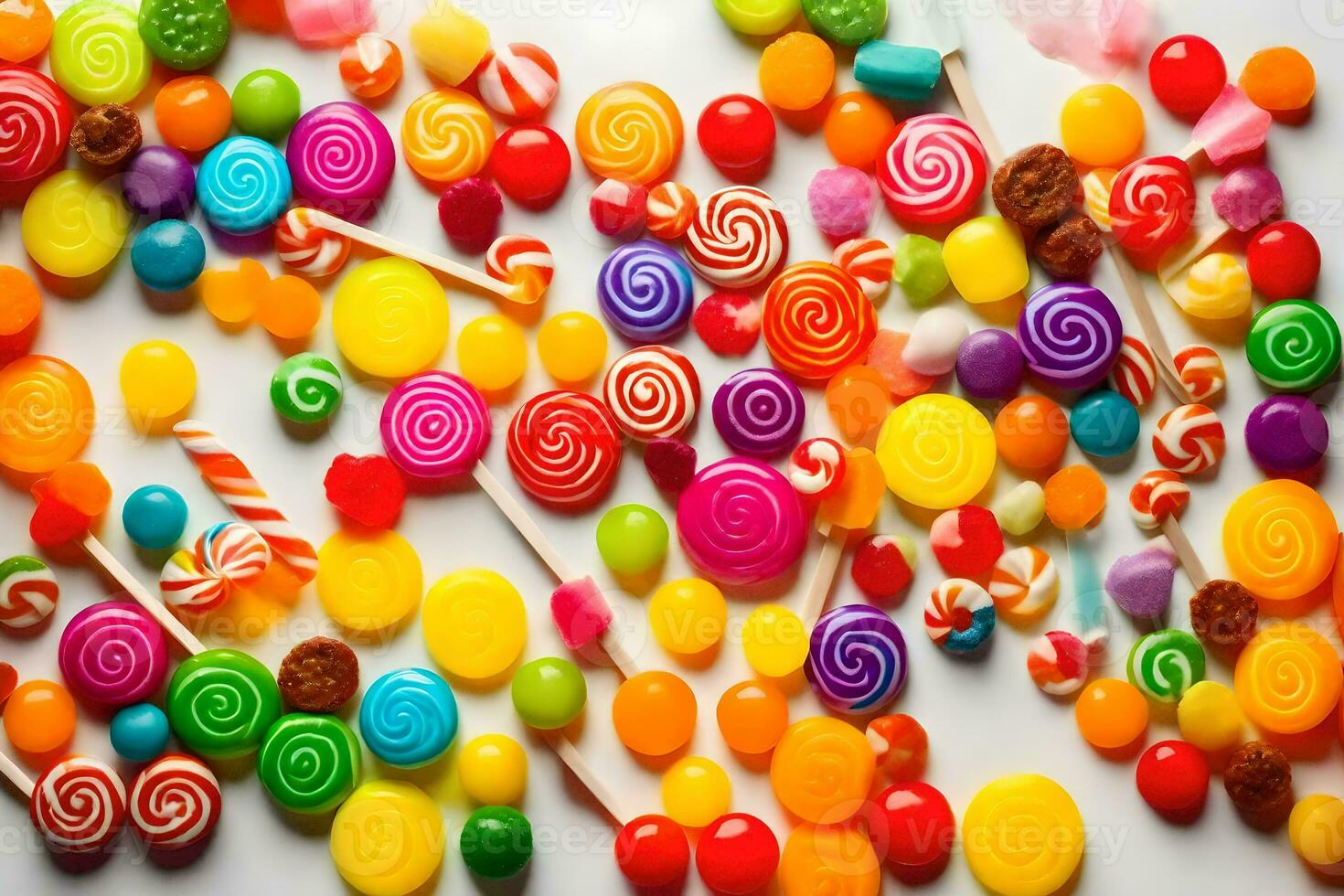 colorful candy on white background. AI-Generated photo