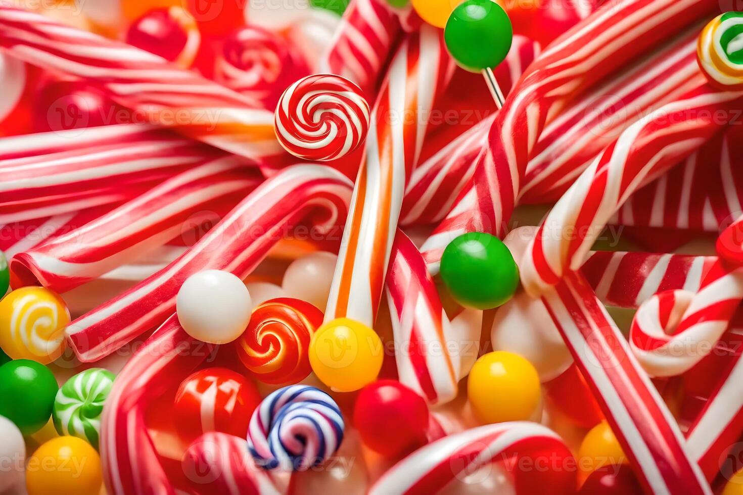 many candy canes are arranged in a pile. AIGenerated 33783428 Stock