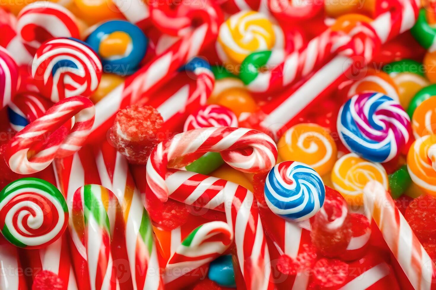 many different types of candy are shown in this image. AIGenerated