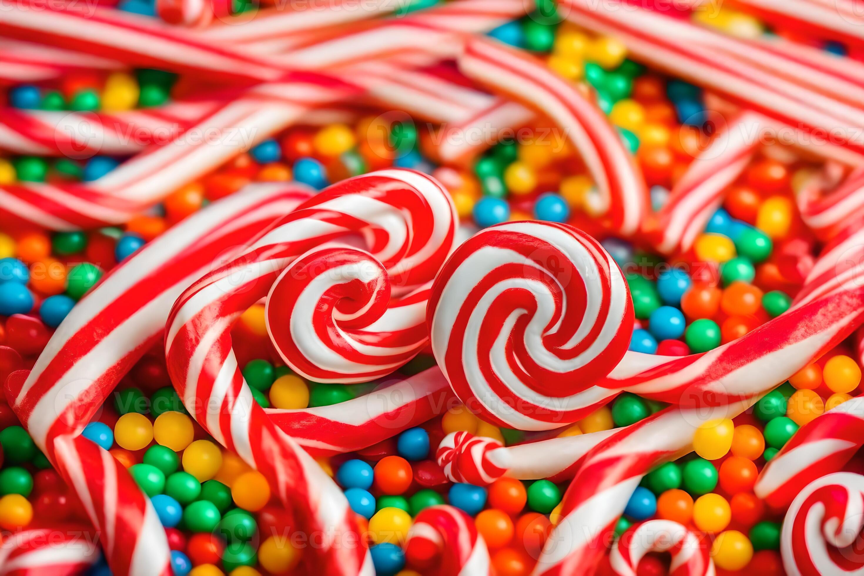 many candy canes are arranged in a pile. AIGenerated 33785082 Stock