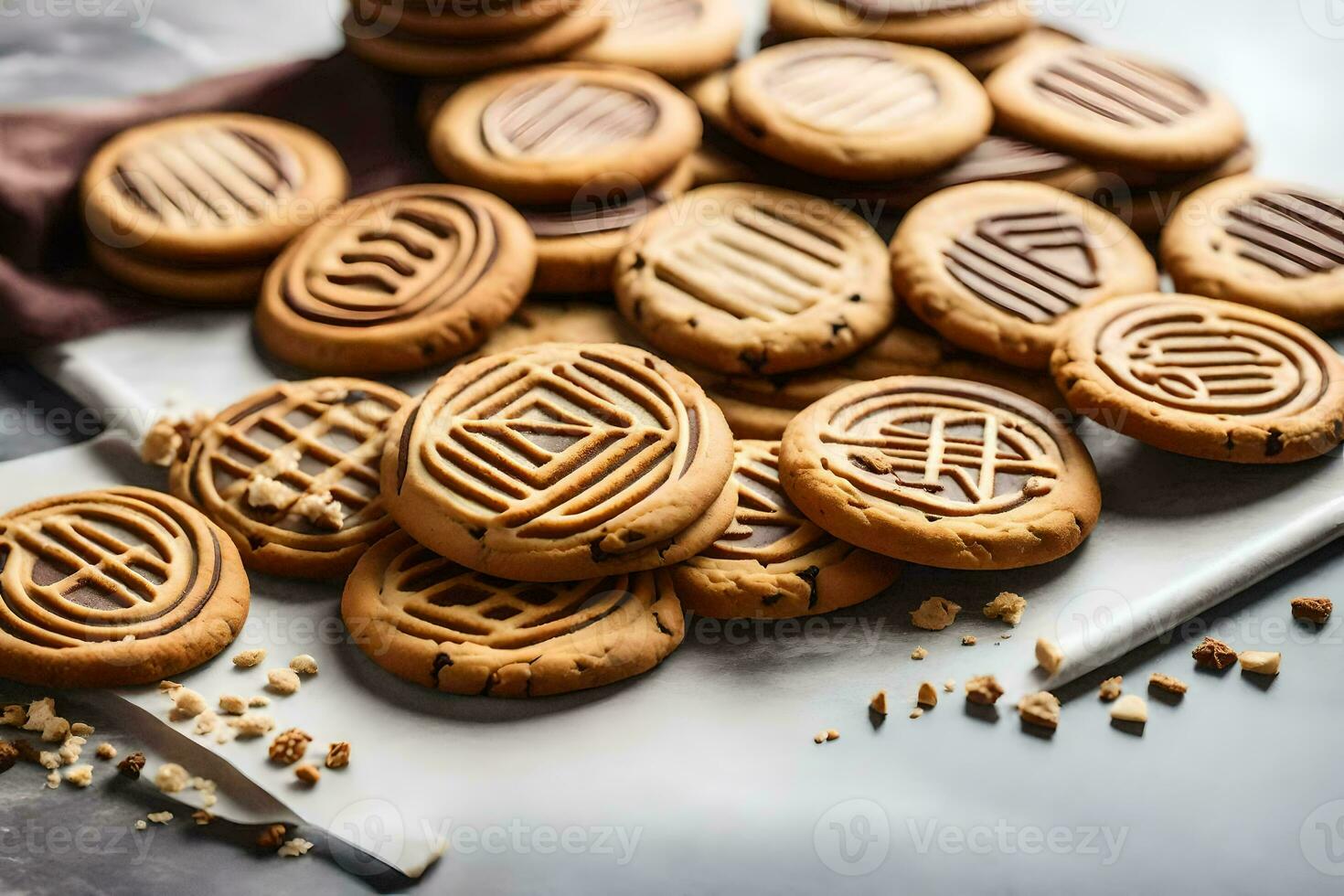 chinese cookies on a cutting board. AI-Generated photo