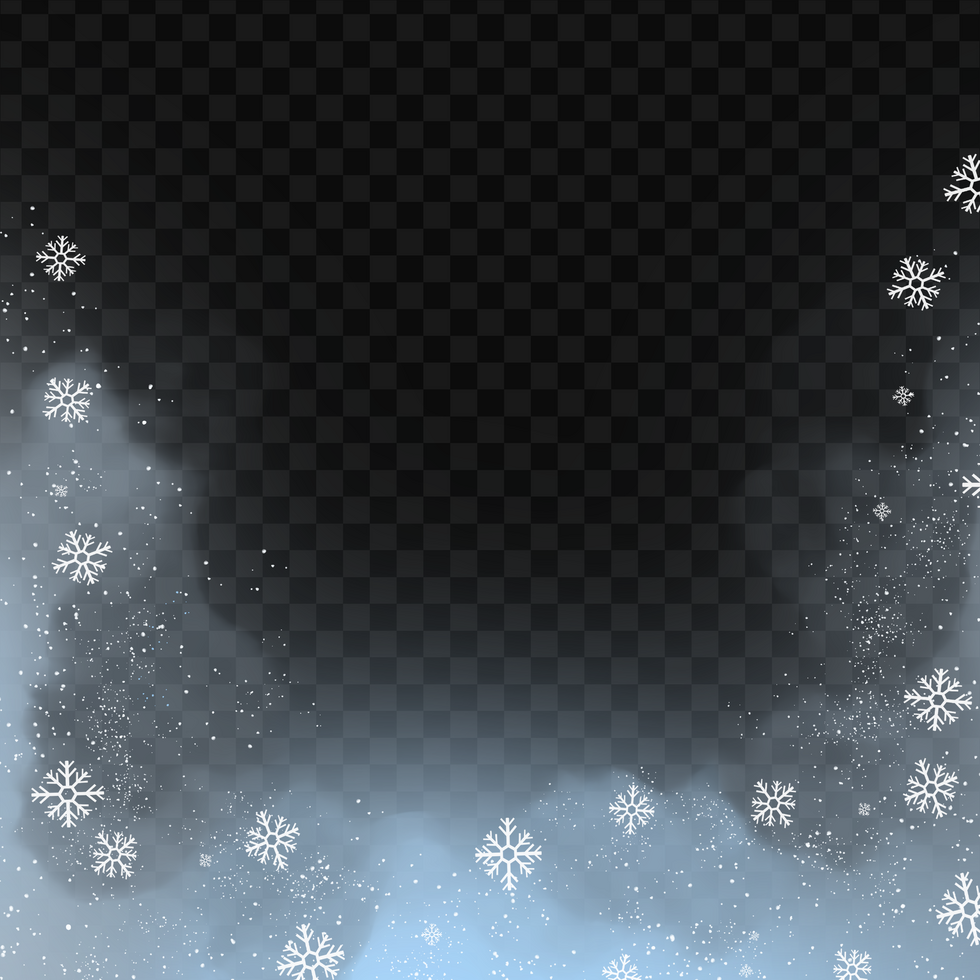flying snow flakes frame psd
