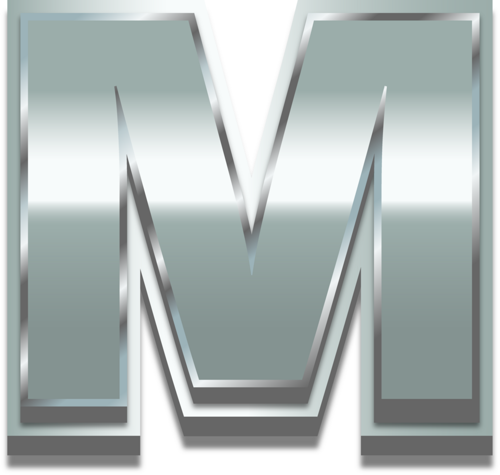 3D Silver Alphabet Letter M png