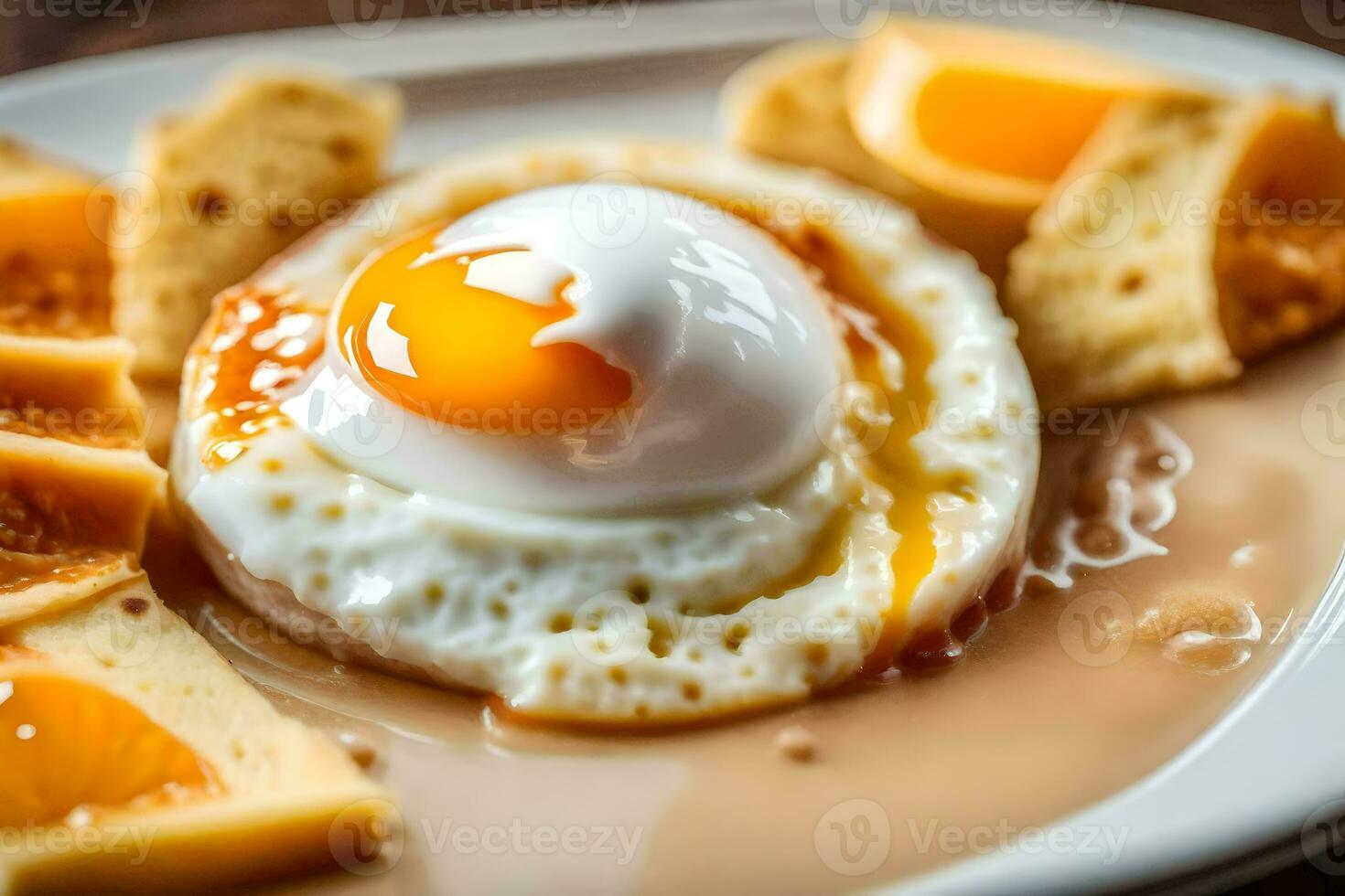 un huevo en un plato con galletas generado por ai foto