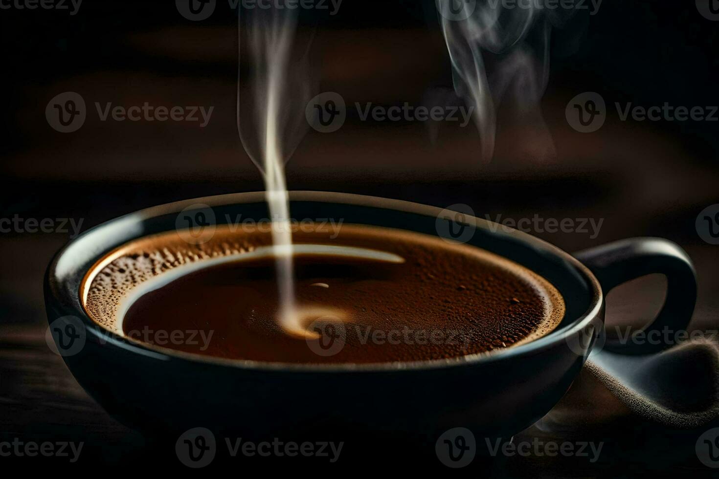 a cup of coffee on a dark background. AI-Generated photo