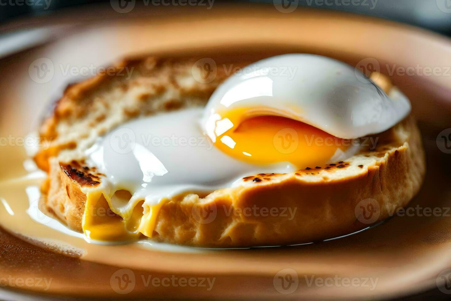 an egg on toast with a slice of bread. AI-Generated photo