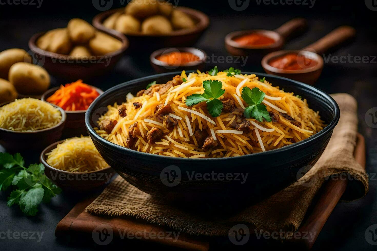 indian food in a bowl. AI-Generated photo