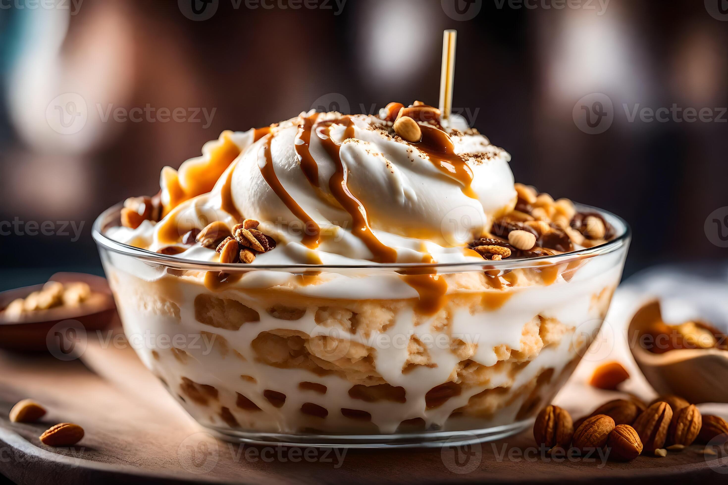caramel apple cheesecake ice cream dessert. AIGenerated 33817116 Stock