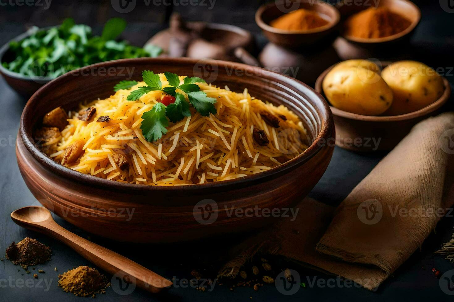 indio comida en un bol. generado por ai foto