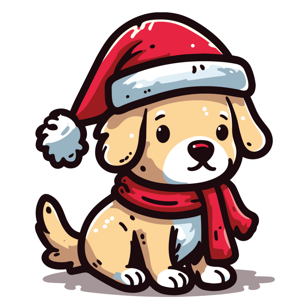 Beautiful Dog Wearing Santa Hat Clipart Ai Generative 33819085 PNG